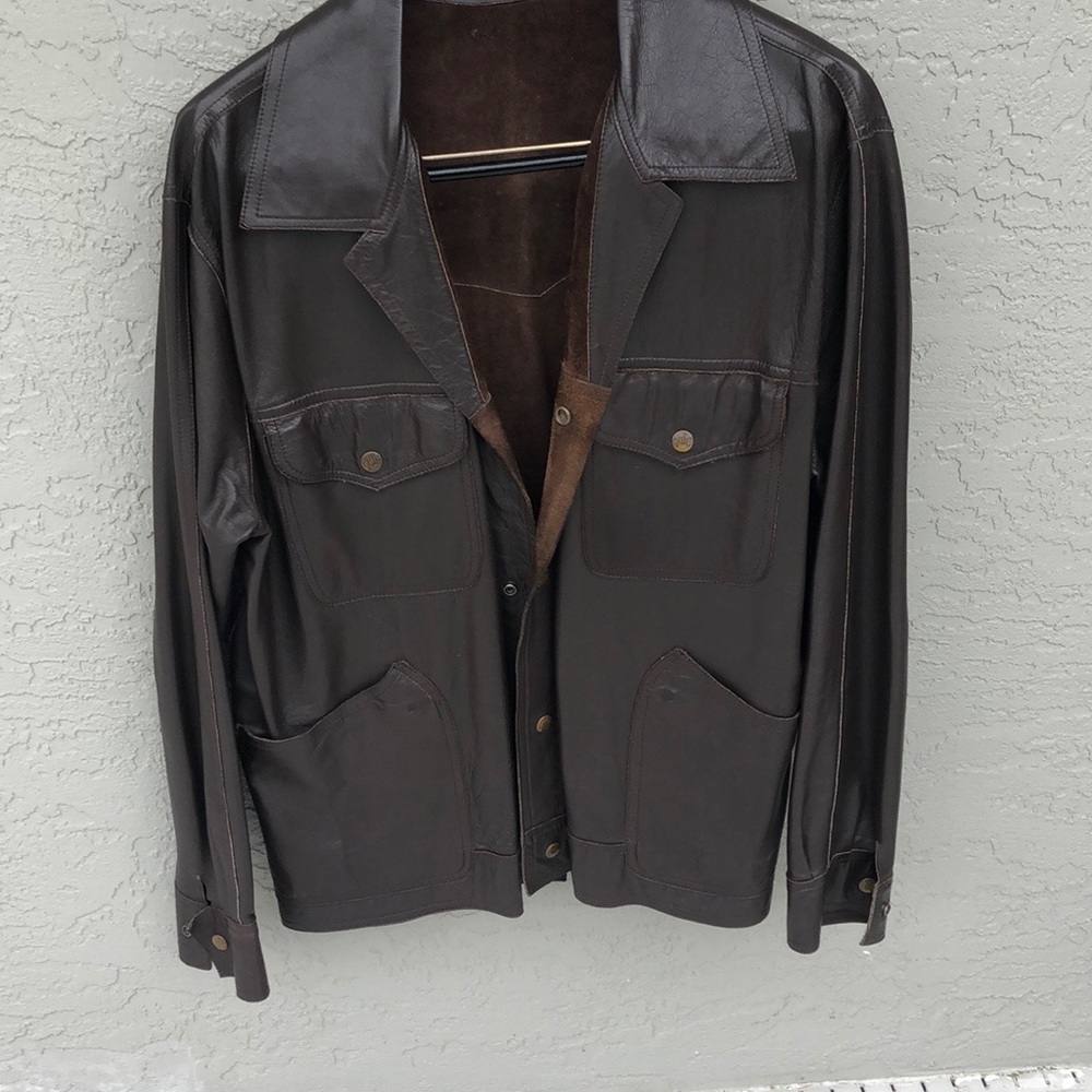 Vintage Reversible Leather/Suede Brown Coat - 46